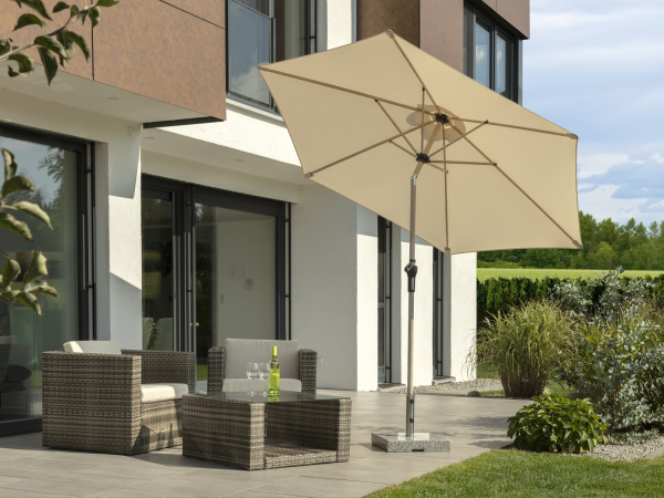 Schneider Stahl Kurbelschirm Cordoba 270cm knickbar Stock 38mm Natur